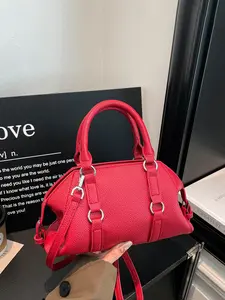 1pc Ladies' hand-held, Casual crossbody bag with lychee pattern and metal buckle decoration, with same color shoulder straps, suitable for dating, parties, and holiday styling scenes, eye-catching, and essential for atmospheric styling
