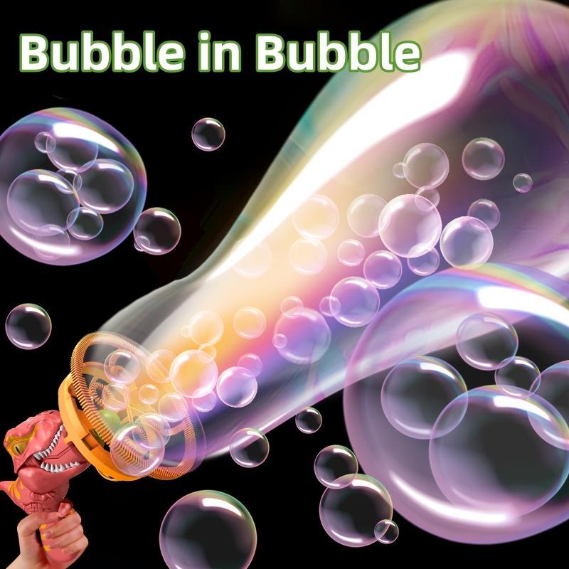 Dinosaur Bubble Machine Set, Super Large Bubbles, Handheld Electric Bubble Blower, Thickened Design, High Concentration Liquid, Outdoor Toy