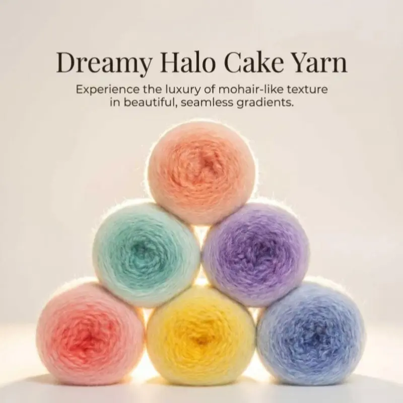 200g Gradient Long Fiber Yarn, Handmade Scarf & Blanket Thread, Light Feather Yarn for DIY Crafts, Mixed Spun Gradual Shawl