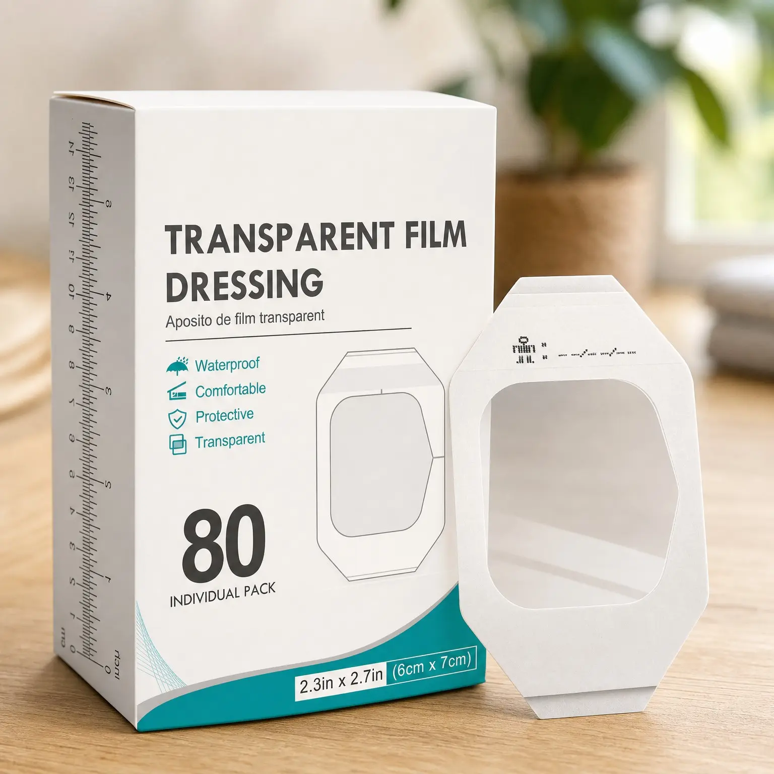 80 Pack Transparent Film Dressing 2.375" x 2.75" Waterproof Adhesive Bandages for Swimming, Showering, Wound Care, Post Surgical, IV Shield, Tattoo Aftercare, Scar Therapy