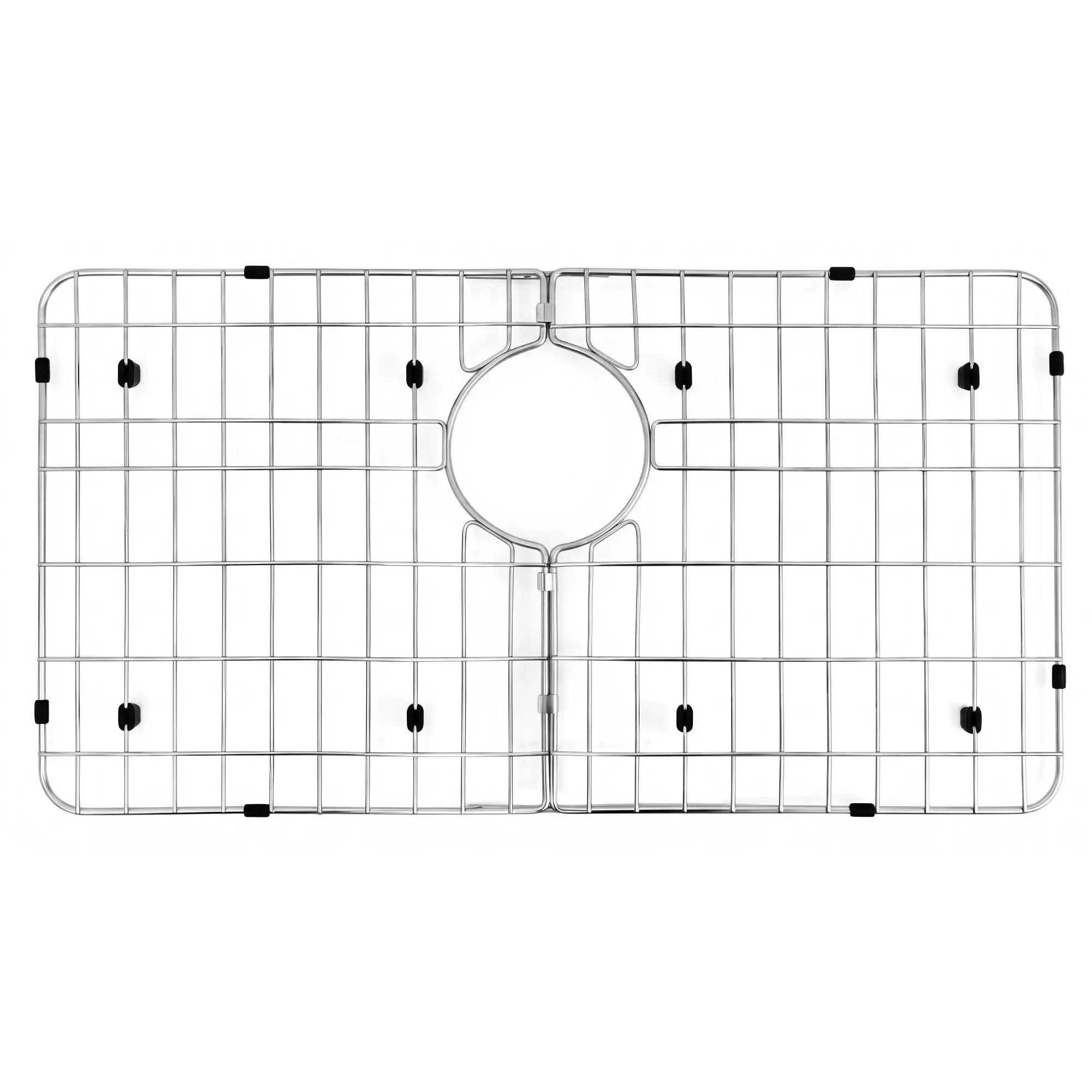 GAOMON Rectangular Stainless Steel Indoor Sink Rack, 26" x 14-1/16" Metal Mesh Bottom Grid with Center Drain Hole, Anti-Slip Grid for Kitchen Use