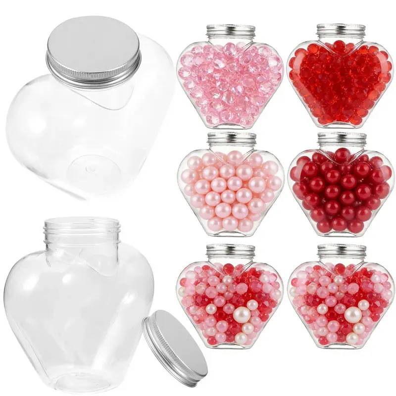 10pcs Plastic heart-shaped jar, Christmas decoration, party supplies, festive and party items, jewelry display jar (for pearls, rings, and holiday gifts), Christmas home decor