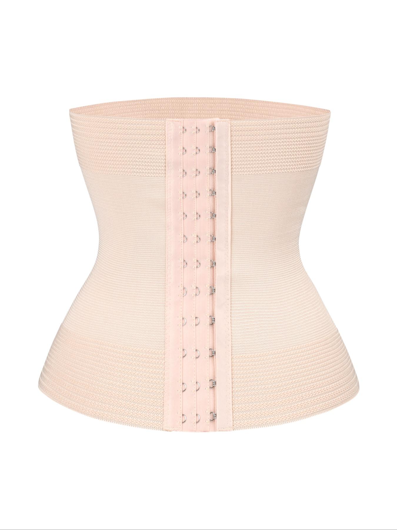 Women's Solid Hook & Eye Waist Trainer, Tummy Control Shaper, Waist Cincher for Postpartum Recovery & Weight Loss