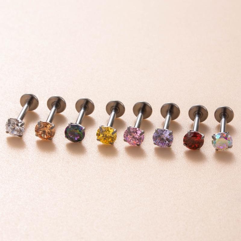 8 Pairs G23 Titanium CZ Internally Threaded Cartilage Stud Set, ASTM F136 Titanium Piercing Jewelry, Hypoallergenic Nose Studs for Sensitive Skin