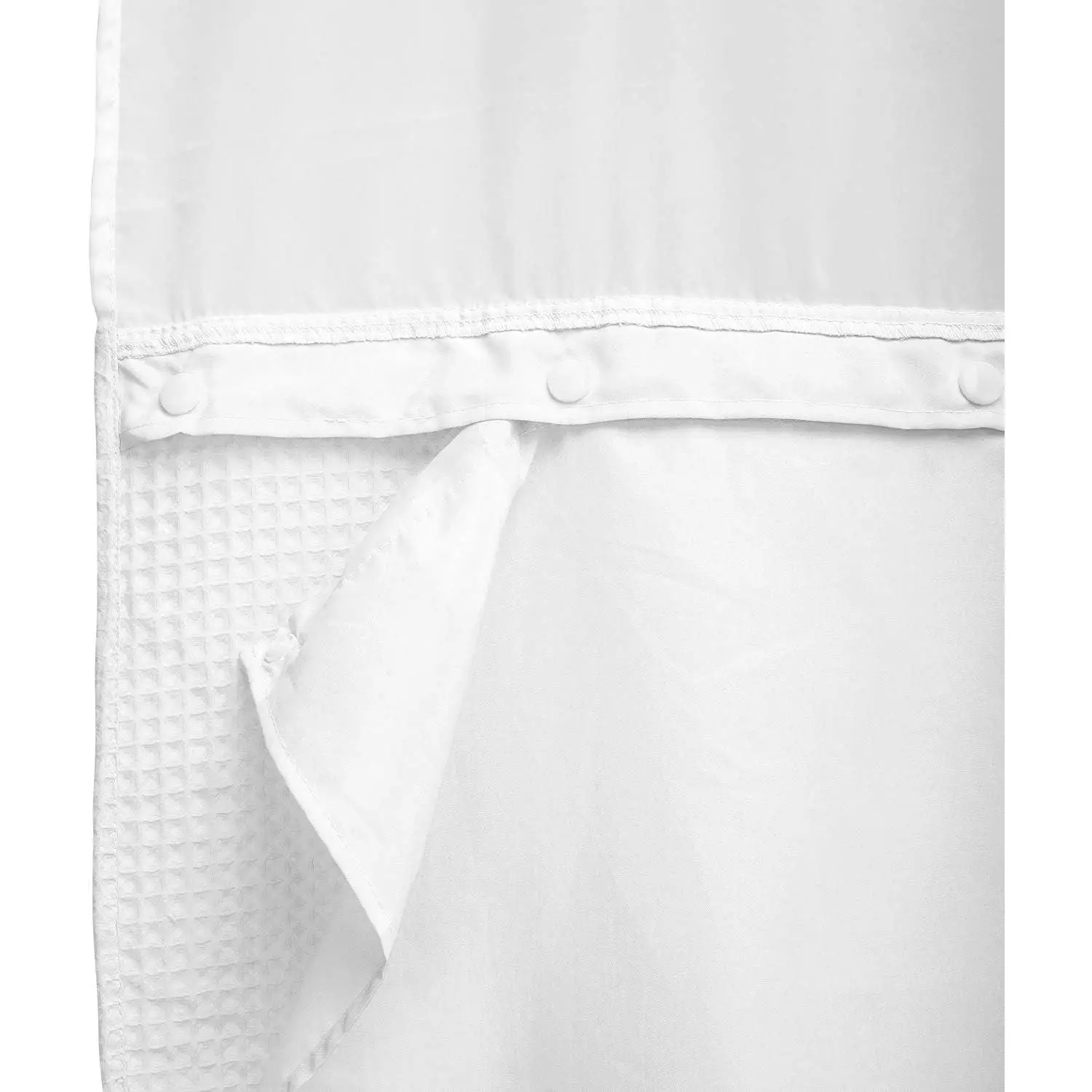70x54 Snap-in Shower Curtain  Liner White | 2 Bottom , Fabric, Removable, Water Repellent, Machine Washable, Hotel Style, 70" W x 54" H Inner Liner