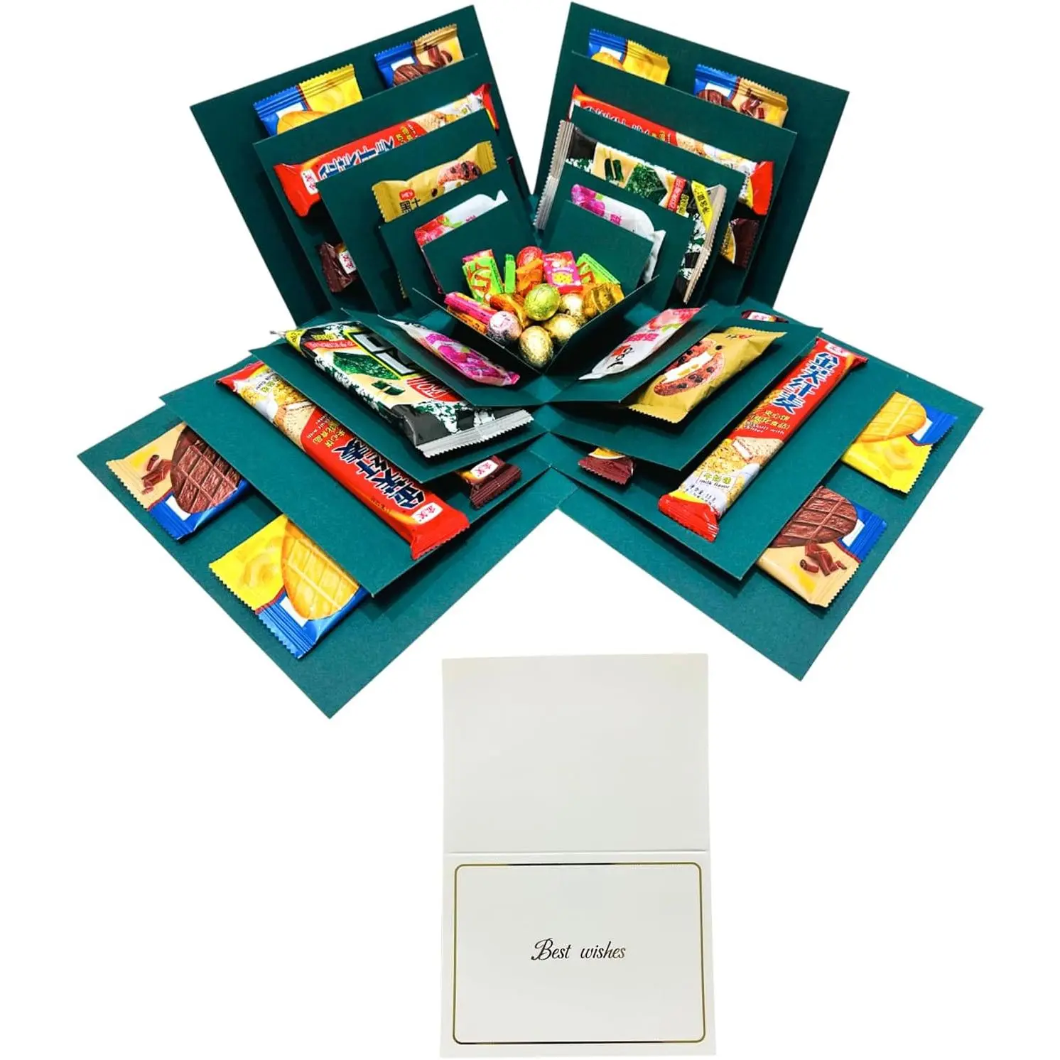 5 Layer  Box, Multi Layered Explosion Photo DIY Box | Creative  Picture  for Important Days and Holidays. (GREEN)