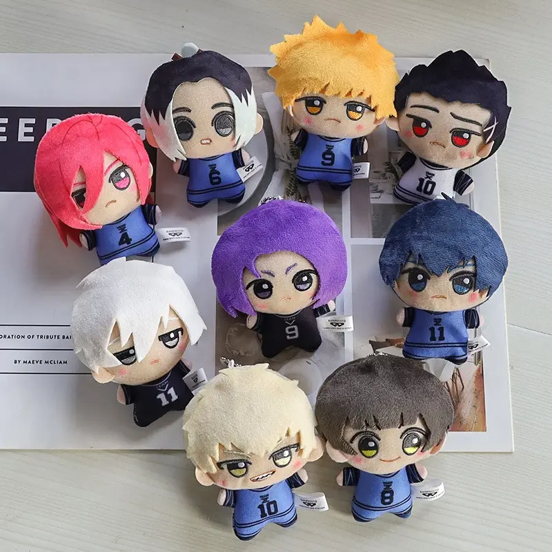9 Styles Blue Lock Mini Plush Keychain, Chibi Football Player Stuffed Bag Charm, Soft Short Plush Pendant Decor Gift For Anime Fans Birthday Christmas Party Favor Cross-Border Wholesale