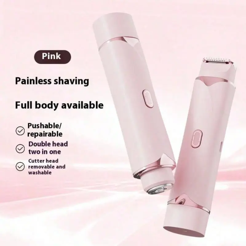 Women's 2026 2-in-1 Electric Shaver & Dual-Head Bikini Trimmer, USB-Rechargeable Waterproof Painless Hair Removal Tool for Silk Skin Care Smooth Cutter Head Removable And Washable