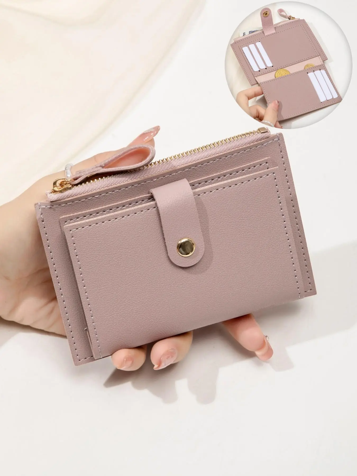 Unisex Multi-Functional Storage Casual Card Holder With Zipper, Solid Color Coin Purse, Lightweight And Portable Small Card Wallet, Compact And Exquisite, Printed Card Holder Small Wallet, Minimalist Design, A Must-Have Gift Choice