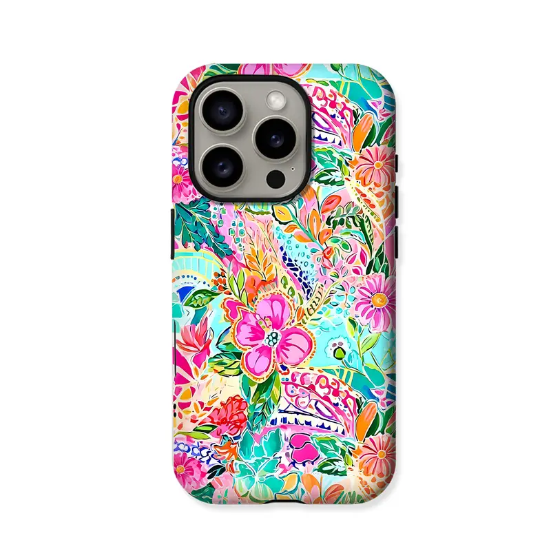 Tropical Flowers TPU Smartphone Cover - Shockproof, Impact-Absorbent, Slim, Lightweight, UV-Printed Durable Casing with Lens Protector for iPhone 11/12/13/14/15/16/17/18 Pro Max & Samsung Devices, Sohochic Accessories for Women, Ideal Gift