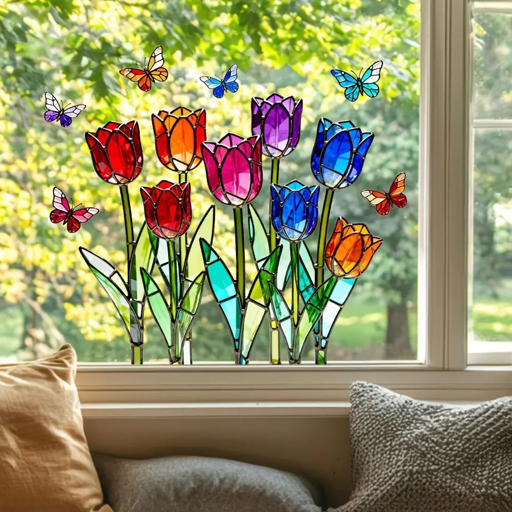 Removable Self-Adhesive Glass Sticker, Window Decorative Decal, Window Stickers, Suitable for Windows, Glass Doors, Home Wall Decoration, Adds Charm to Space