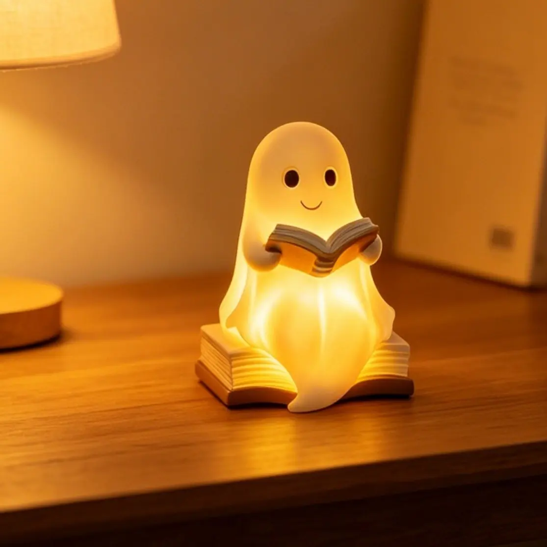 8-Inch Halloween Creative Ghost Night Light, Soft Warm Glow Desk Decor, Cozy Bedroom Ambiance Lamp, Unique Gift Idea