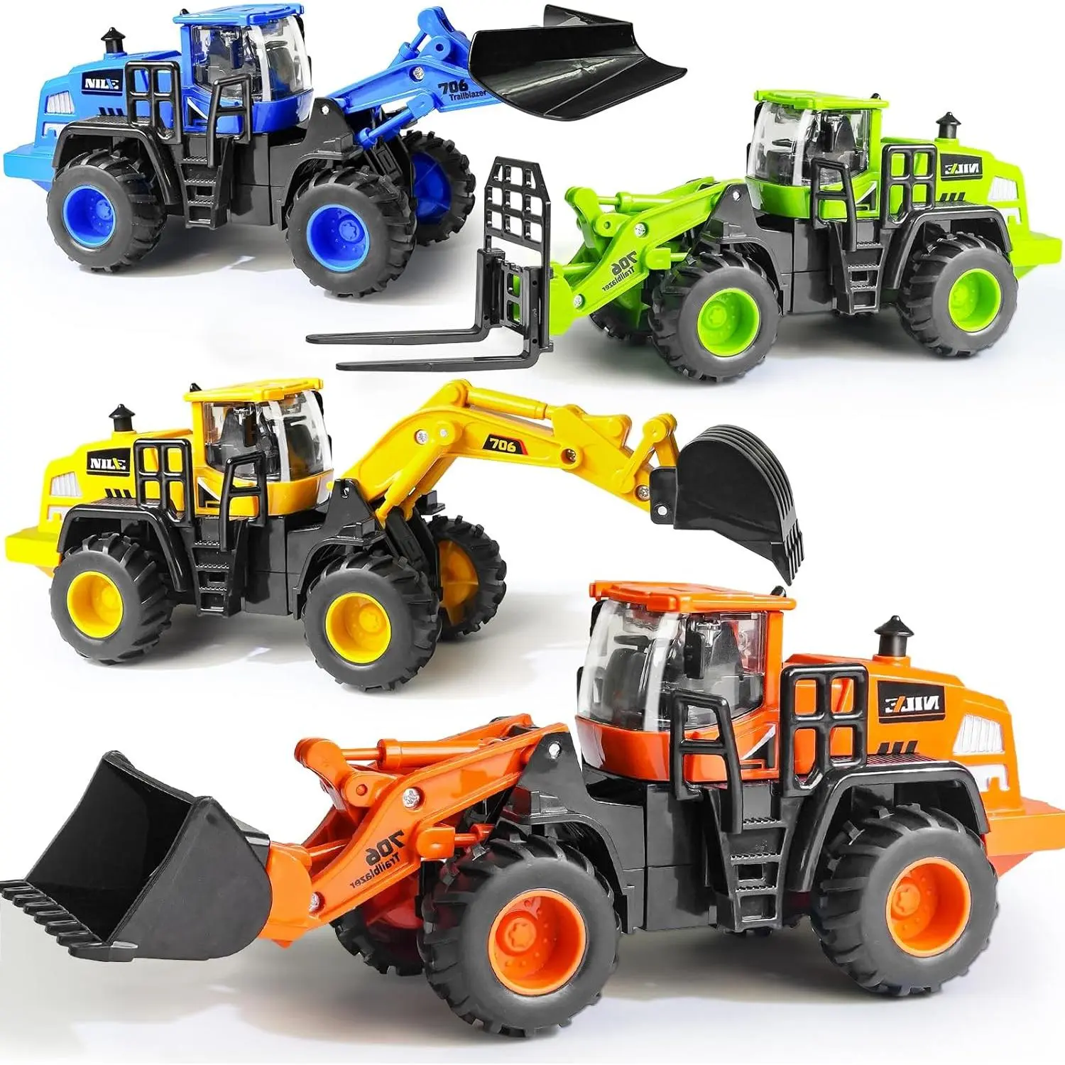 Construction Truck Toys for 3 4 5 6 7 8 Years Old Boys, Truck Vehicles Sand Sandbox Beach Toys, Excavator Forklift Bulldozer Friction Powered