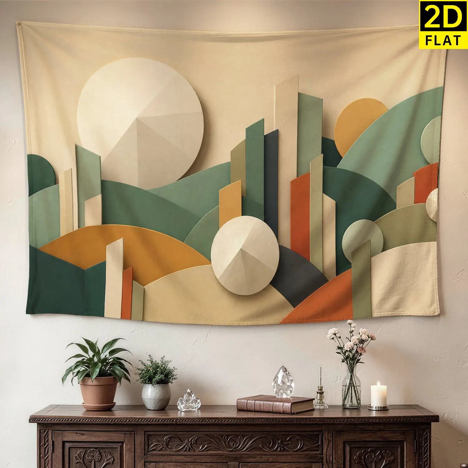 Abstract Minimalist Geometric Landscape Wall tapestry,Large size Printed Horizontal Tapestry blanket,Polyester Fabric Wall Hanging for living room,bedroom,No Installation Required,Indoor,Outdoor,Gift for Family and Friends