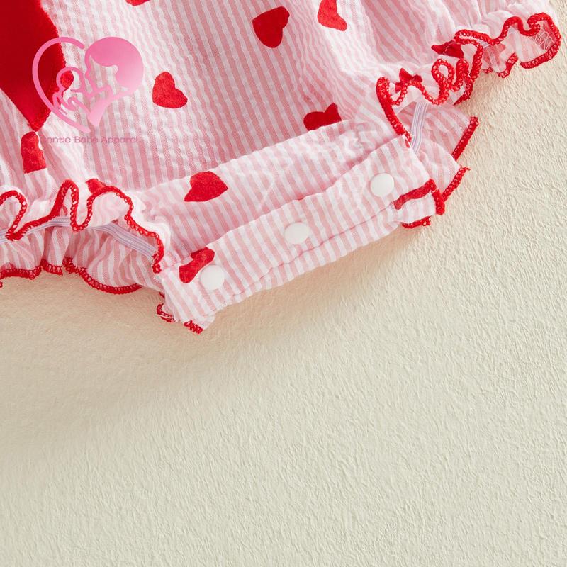 (90% Cotton) GBA Infant Baby Girl Valentines Day Outfit Long Sleeve Heart Letters Bow Romper with Hairband Spring Clothes 0-18 Months