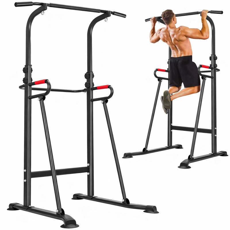 Pull-up bar and double-bar pull-up machine, strength training tower, specifically for home gyms, height-adjustable heavy-duty multi-functional strength training and fitness equipment