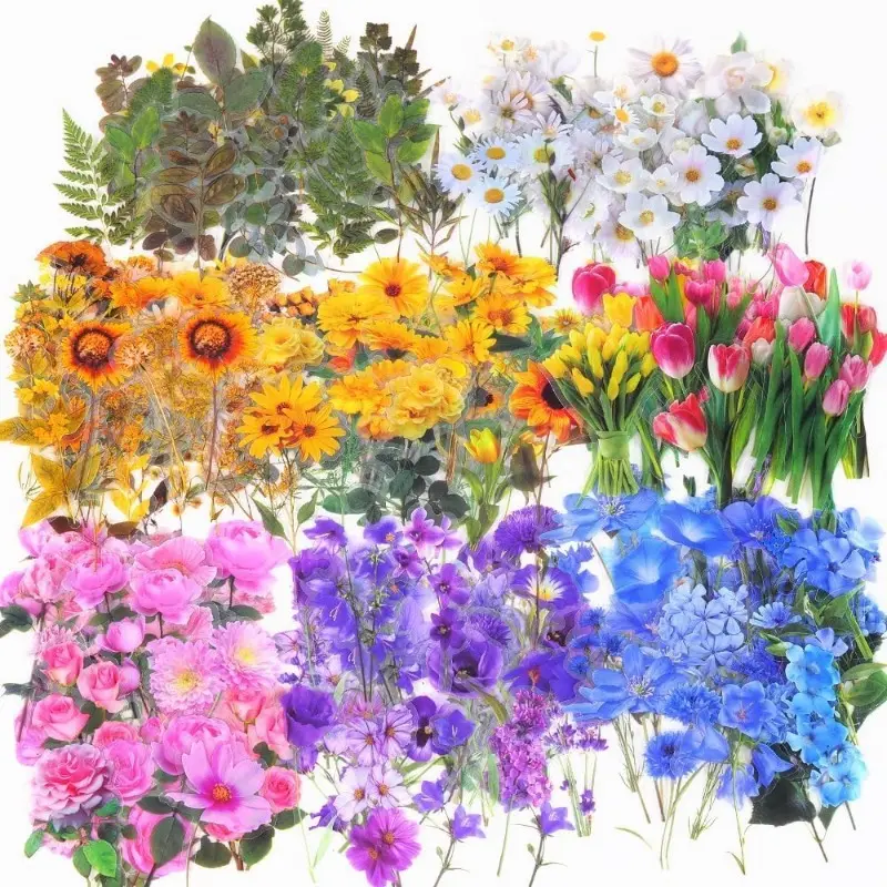 Transparent Pressed Flower Stickers 320 PCS-Dried Resin Leaves- Floral Decorative Scrapbook for Supplies Art Craft Journal Planner Bottles Phone Cases Laptops Decors