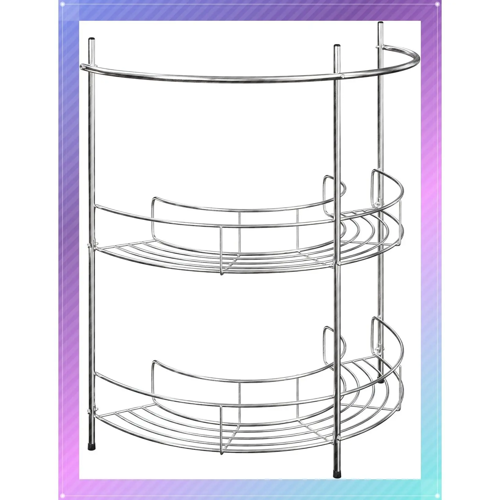Pedestal Sink Organizer, Silver, 21.25” x 11” x 23.25” | Compact Under the Sink Rack with 2 Storage Shelves and Towel Holder, Space Saving Bathroom StorageGift