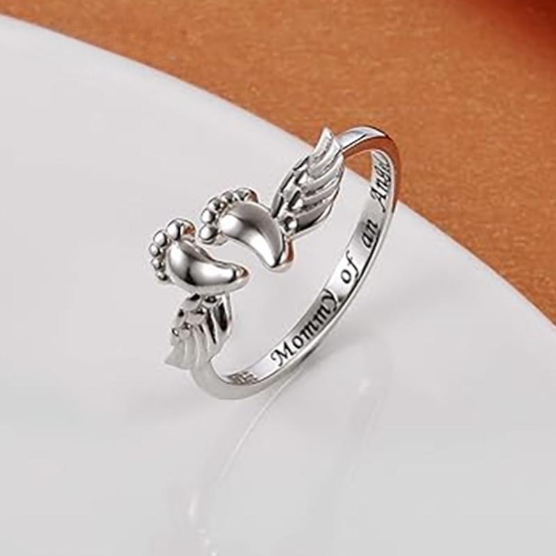 Adjustable Angel Wing & Letter Engraved Cuff  – Personalized Open   Women, Elegant All-Match Jewelry, Fashion Statement Accessory  Daily Wear for ring