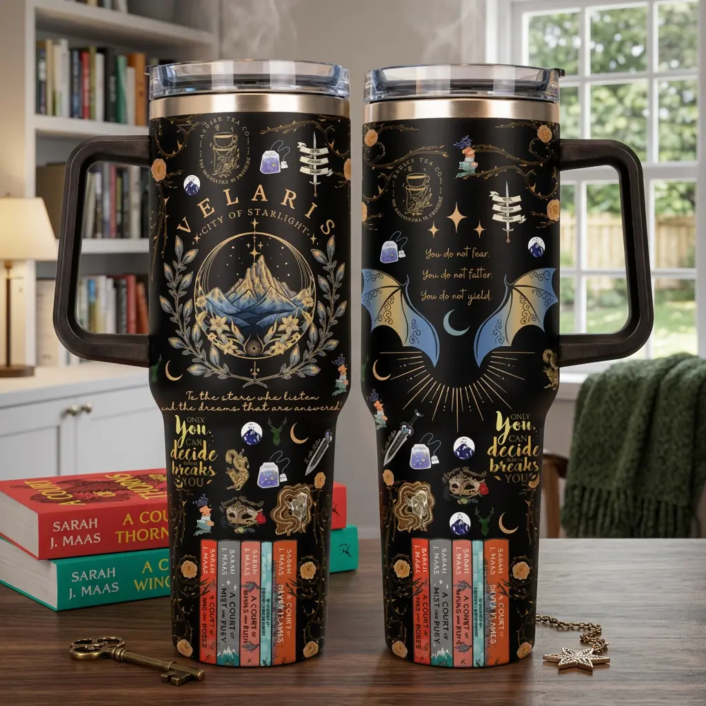 Velaris City 40oz Tumbler, Night Court Fan Tumbler, ACOTAR Fantasy Book Drinkware, Illyrian Inspired Travel Cup, Insulated Tumbler Gift