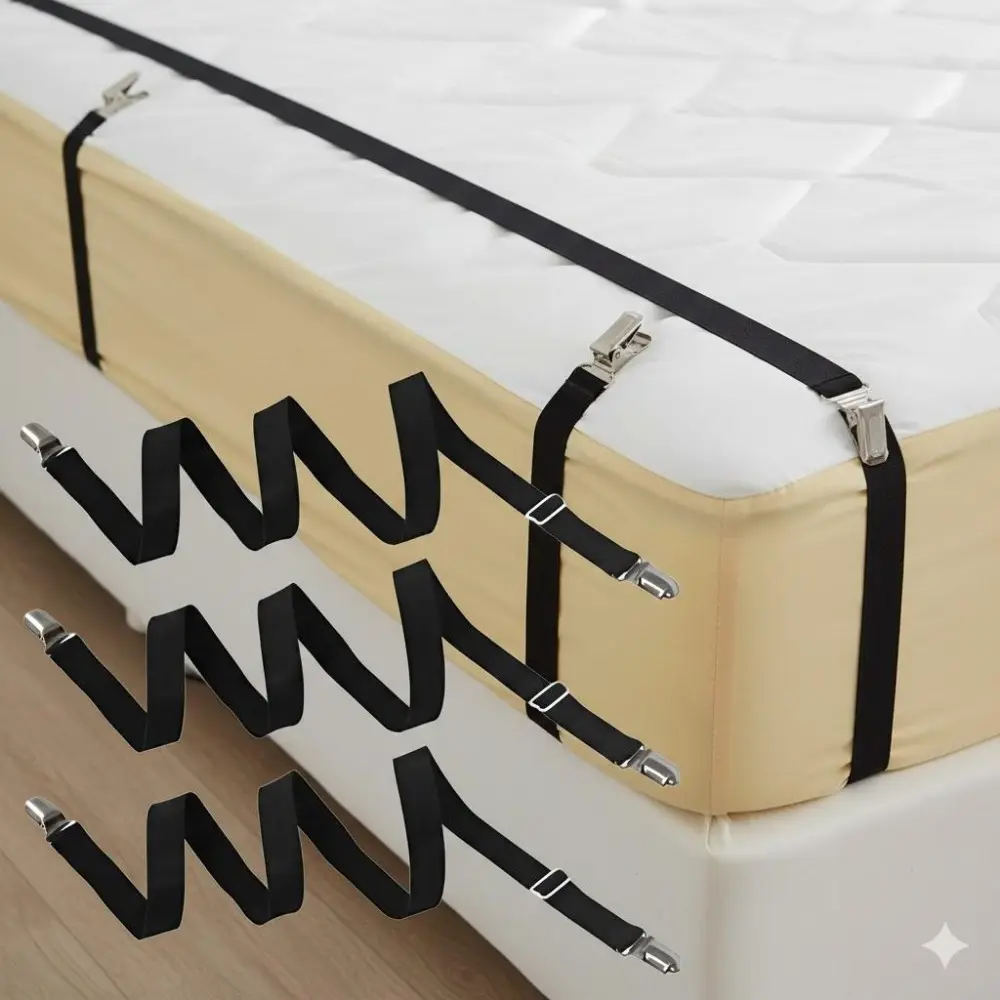 Adjustable Spring-Loaded Sheet Grippers - Anti-Slip Sofa Cover & Mattress Clips, Safe Hand-Proof Bedding Anchors for Home Multi-Scene Use, No-Slide Sheet & Sofa Fasteners
