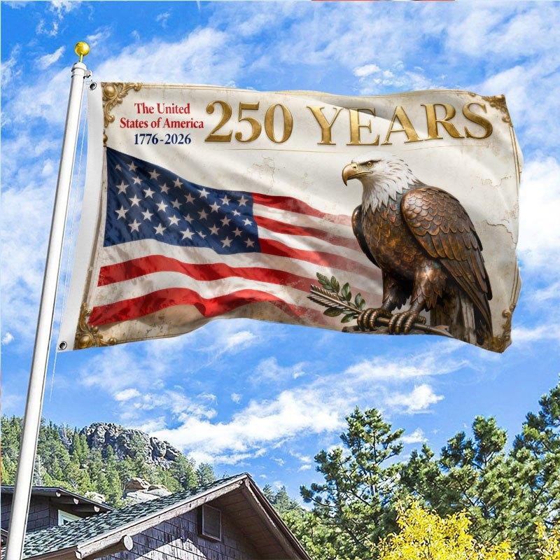 1pc 1776-2026 250th Anniversary American Flag for Ship, House and Party Decorations, American Flag Decorations, Anniversary Celebrations, Yard Decorations, Anniversary Celebration Decor, Yard Display Flag, Large Outdoor Flag, Anniversary Edition Flag