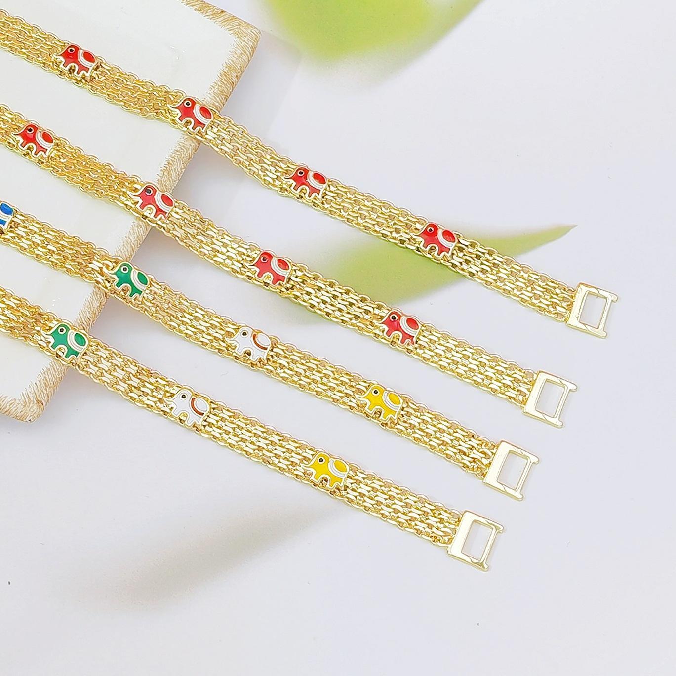 Light Luxury Bohemian Colorful Lucky Elephant Bracelet, Niche High-End Design, Stylish Versatile Fashion Jewelry for Daily & Festival Wear