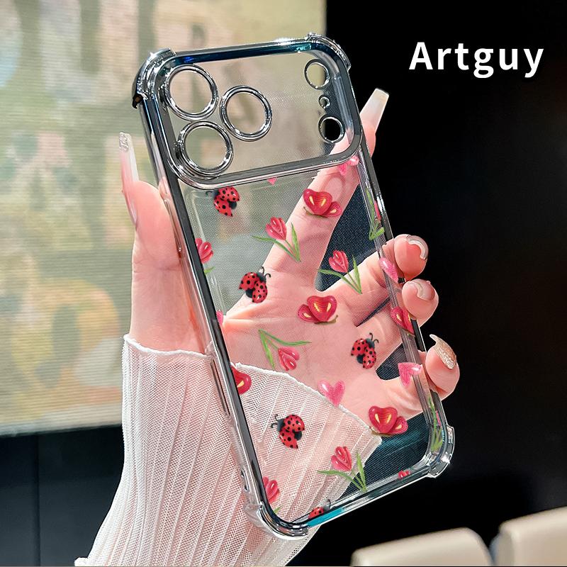 Ladybug Floral Dream Pattern Phone Case for iPhone 17 Pro Max 16 15 Plus Air 14 13 12 11 E Electroplated Cover with Airbag Shockproof Soft Silicone Casing Ladybug Floral Dream Pattern Phone Case for iPhone 17 Pro Max 16 15 Plus Air 14 13 12 11 E Electroplated Cover with Airbag Shockproof Soft Silicone Casing