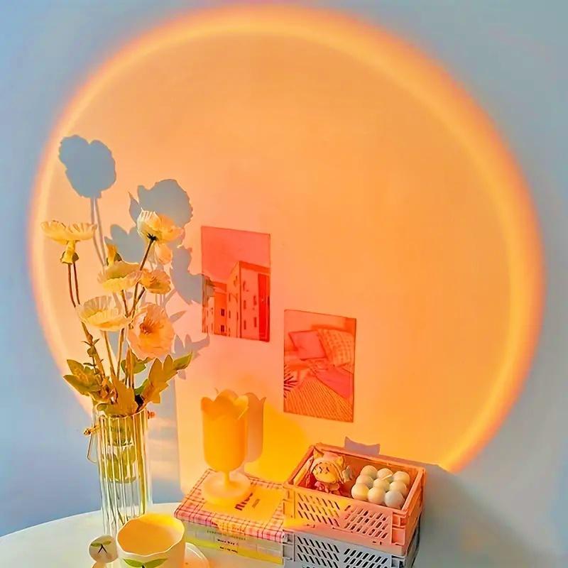 Sunset Projector Night Light, RGB Color Changing LED Night Light with Remote Control, USB Powered Decorative Sunset Ambient Lamp for Bedroom, Adjustable Atmosphere Light