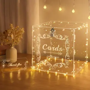 Acrylic Wedding Card Box with Lock Clear Large Letter Envelope Box Acrylic Wedding Gift Card Money Box for Reception Baby Shower Birthday Party Graduation Decorations