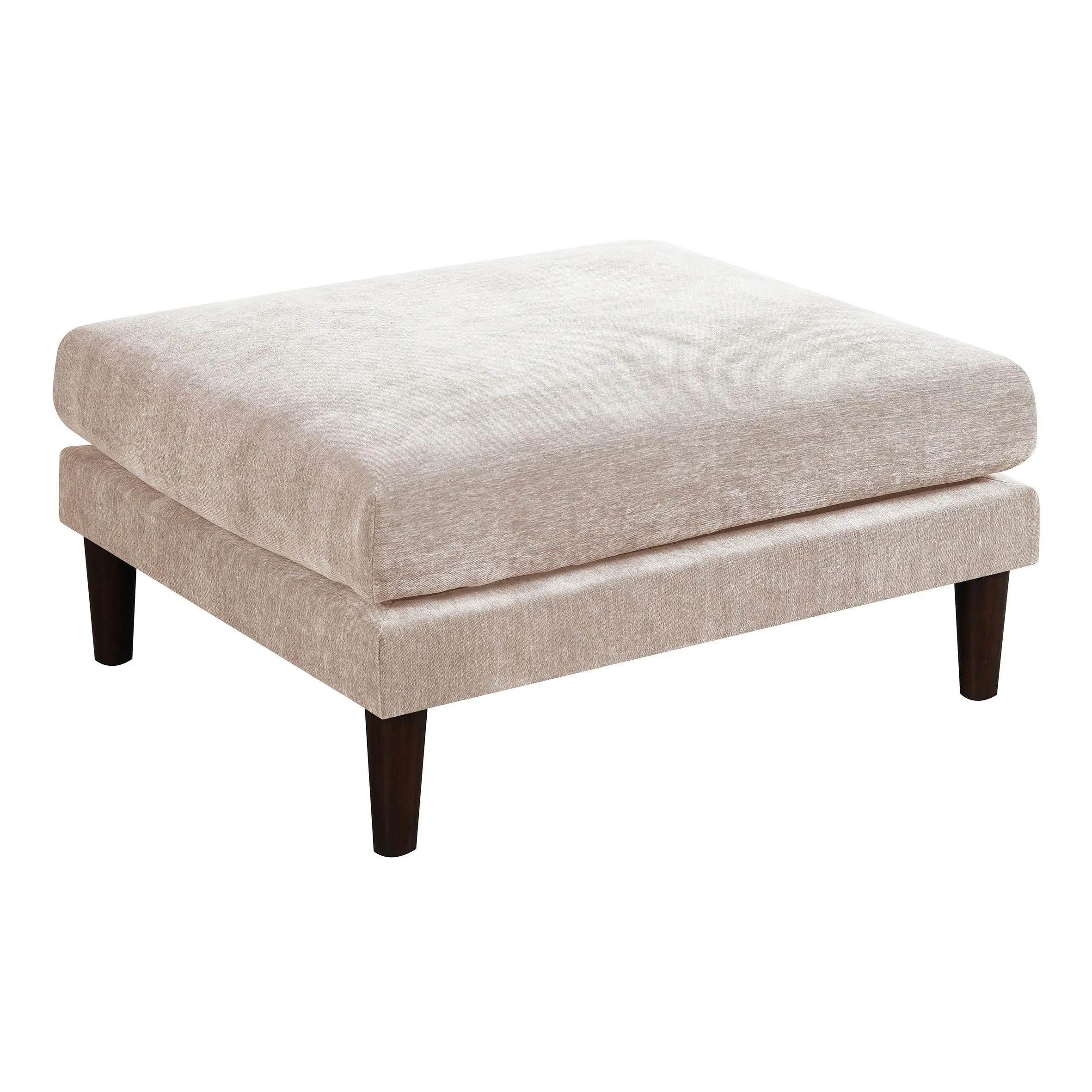 Nokaa Blush Pink Fabric Ottoman Rectangle Cocktail Footstool with Wood Legs, Soft Cushion Seat, Modern Living Room Furniture, 32x27x17 Inch, Pink Color, Fabric Material, Classic/Contemporary/Modern Style