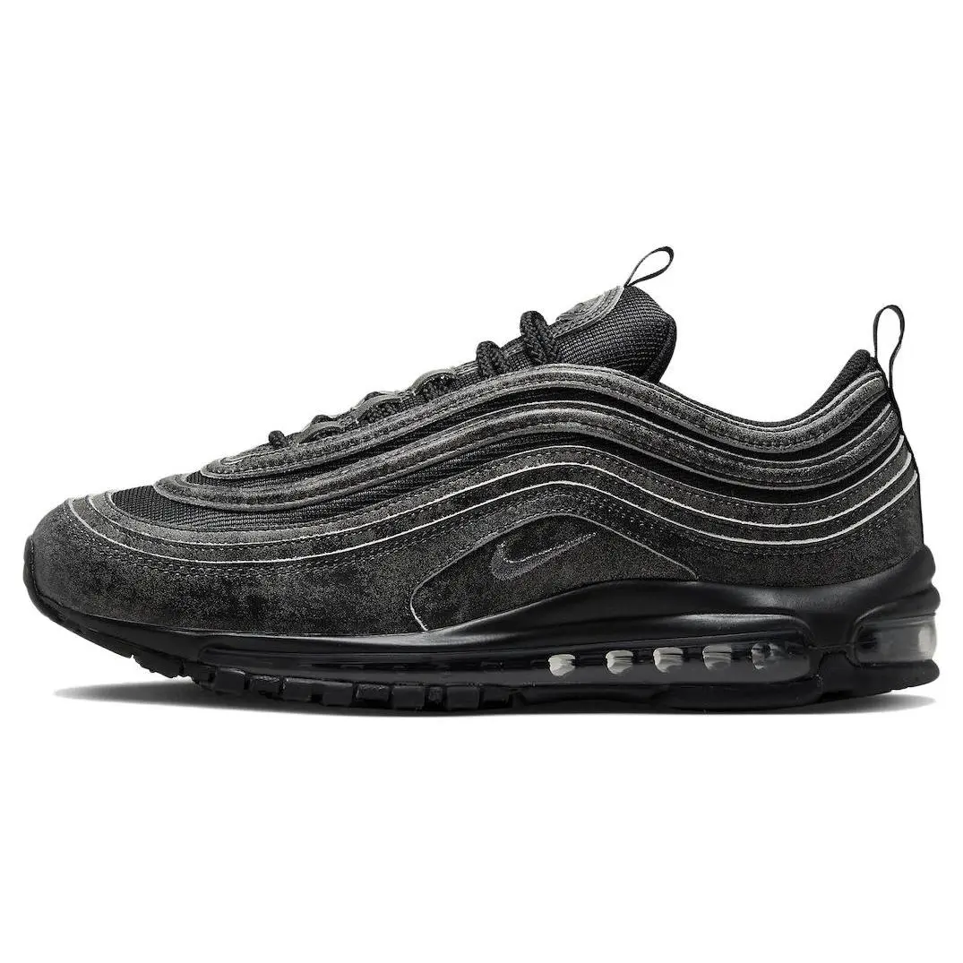 CDG x Nike Air Max 97 Retro Comfort Sneakers for Men and Women – Black Fabric Low-Top Running Shoes Verifiable, with credentials and supporting global authentication