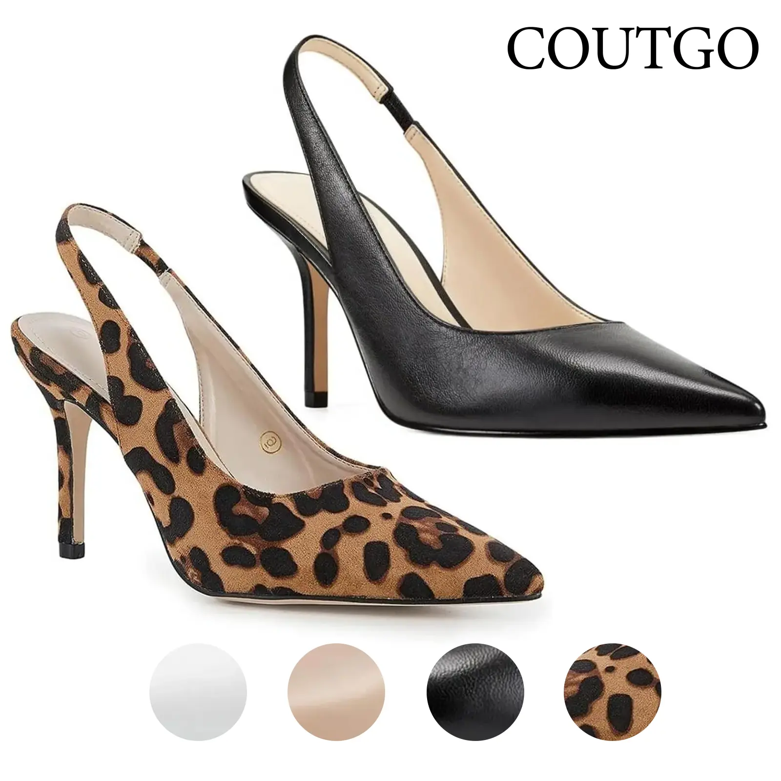 Coutgo Womens Slingback Pointed Toe Stiletto Pumps Slip-on High Heels Office Lady Sandals Party Prom Dress Shoes tiktokshopbacktoschool
