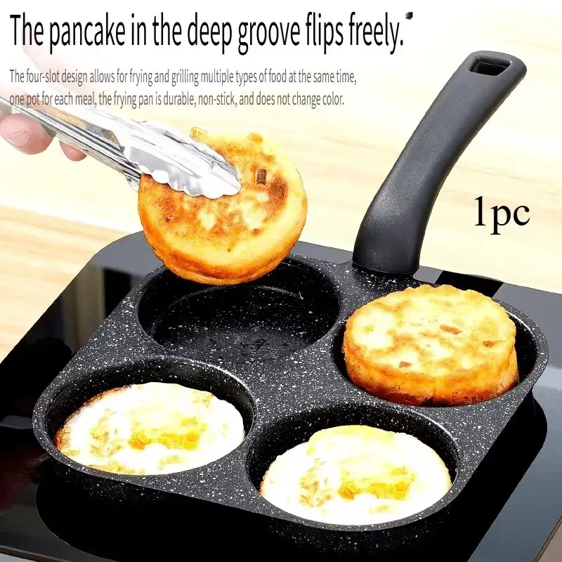 Nonstick 4-in-1 Egg Cooker Pan Multifunctional Breakfast Maker Pancake Fried Egg Grill Quick Meal Prep Cookware Induction Stove Top Dishwasher Safe Housewarming Gift