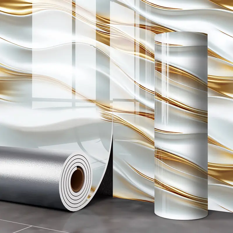 1 Roll  15.75 x 118.11 Inches thick stone texture PVC self adhesive roll with delicate marble grain, fit wall furniture floor for home and commercial use, easy renovation upgrade space texture