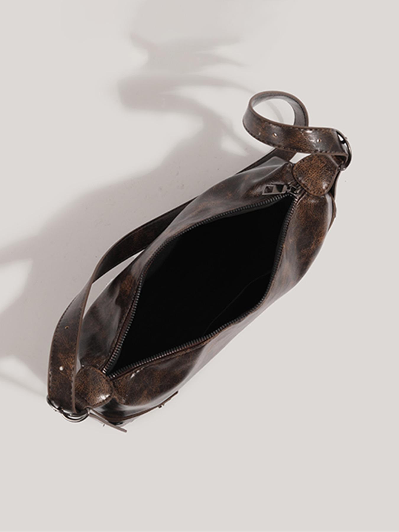 Women's Fashionable Vintage Shoulder Bag, Y2k Style Zipper Underarm Bag for Daily Used, 2023 New Trendy Bag for Party, Club, Convertible Shoulder Bag