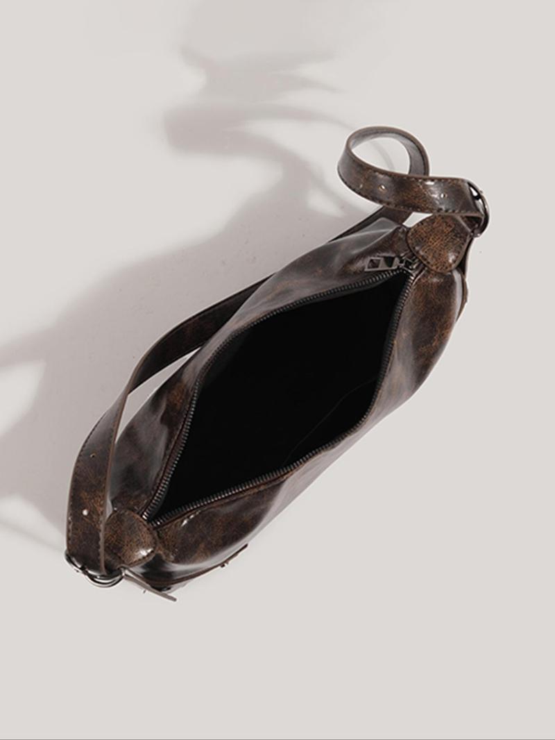 Women's Fashionable Vintage Shoulder Bag, Crescent Bag, Y2k Style Zipper Underarm Bag for Daily Used, 2023 New Trendy Bag for Party, Club