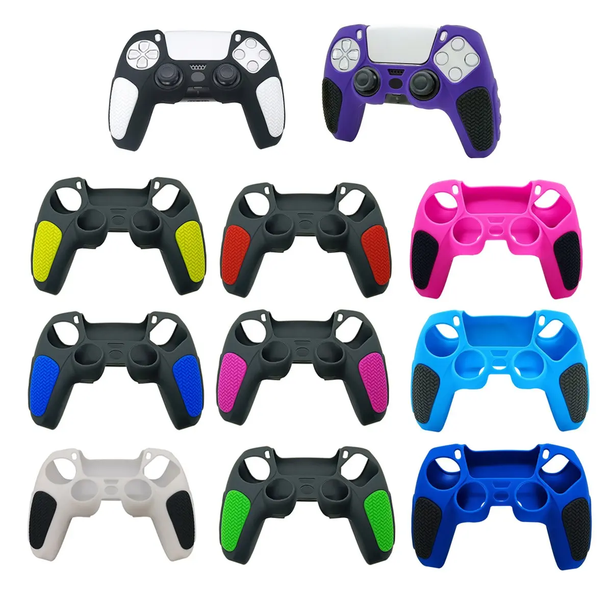 Ps5 Controller Silicone Protective Case, Dual Color Design, Anti-Slip Grip, Shockproof, Sweat-Resistant, Easy Charging Slot