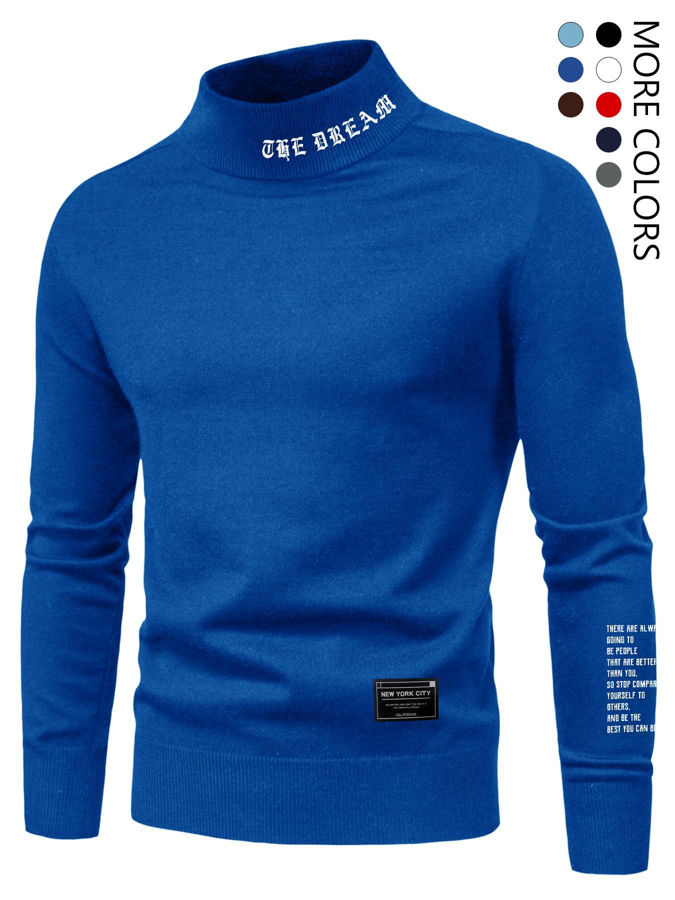 Men's Letter Print Stand Collar Sweatshirt, Regular Fit Casual Long Sleeve Pullover for Fall & Winter, Men's Clothes for Daily Wear