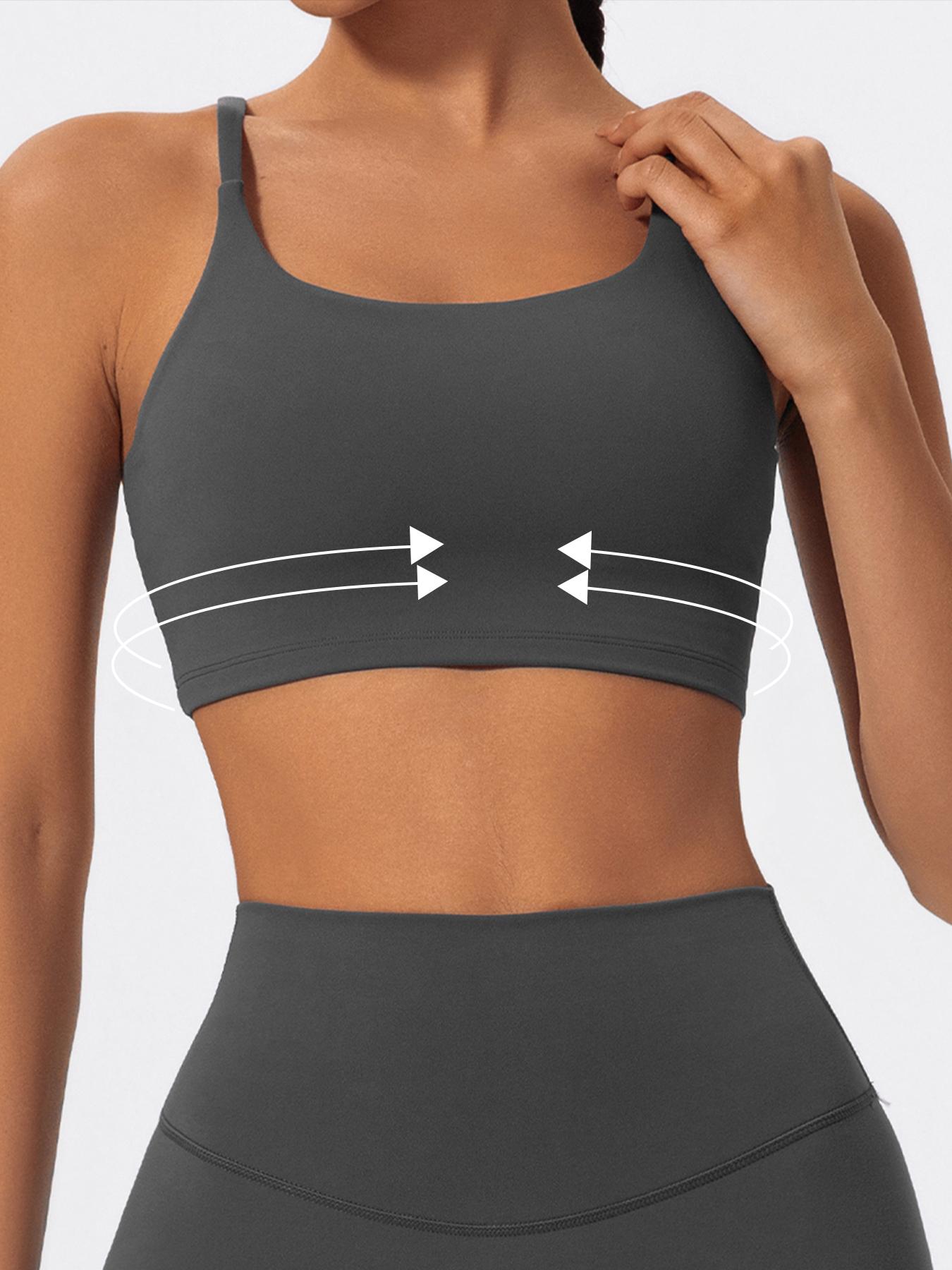 Women's Solid Color Yoga Sports Bra, High Stretch Breathable Comfortable Backless Buckleless Sports Bra, Ladies Sportswear for Indoor Outdoor Wear, Sporty Breathable Bras