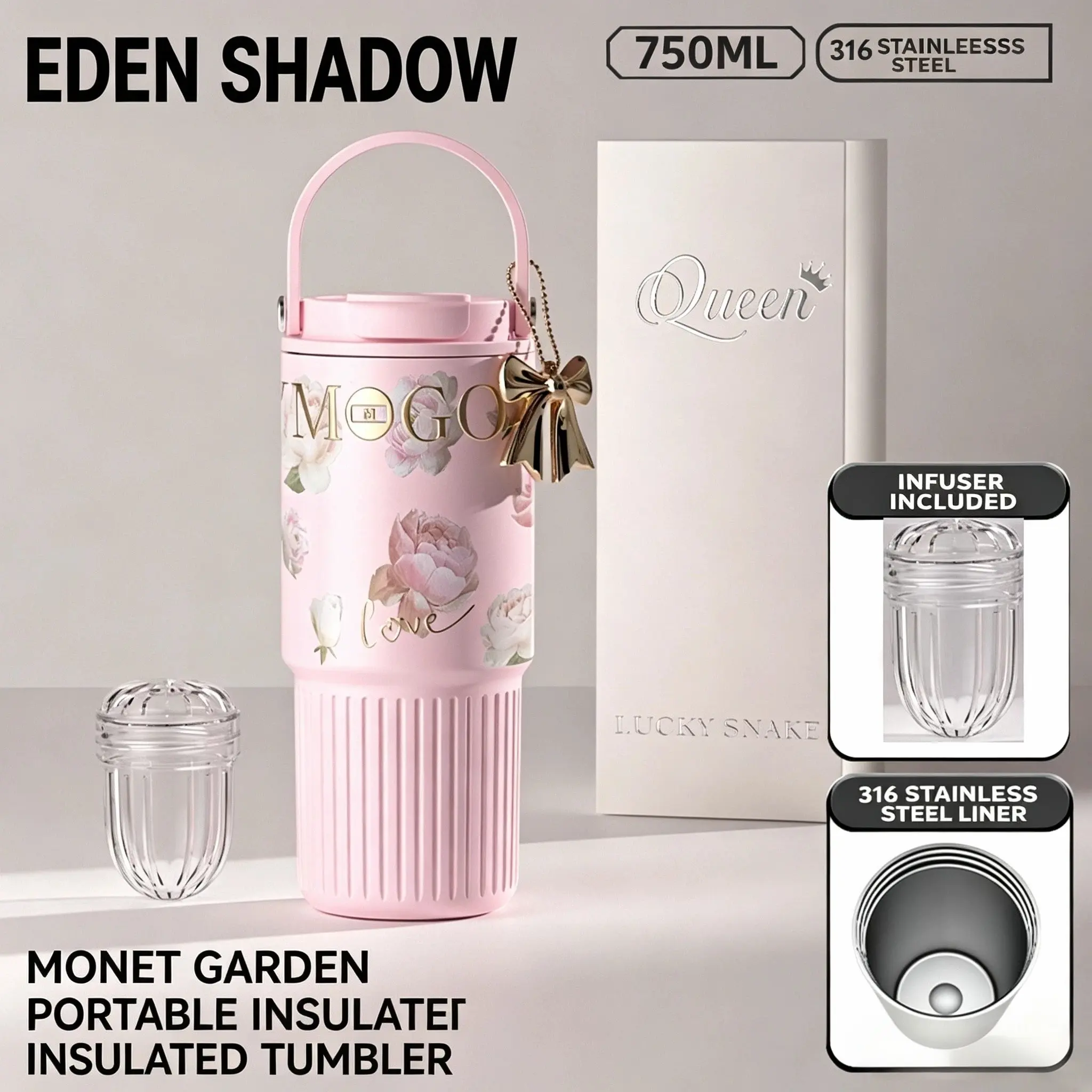 High-End Portable Cup, Dual Drink Milk Tea Cup 750ML, Stylish Design, Perfect for Beverages, Ideal for On-The-Go Use
