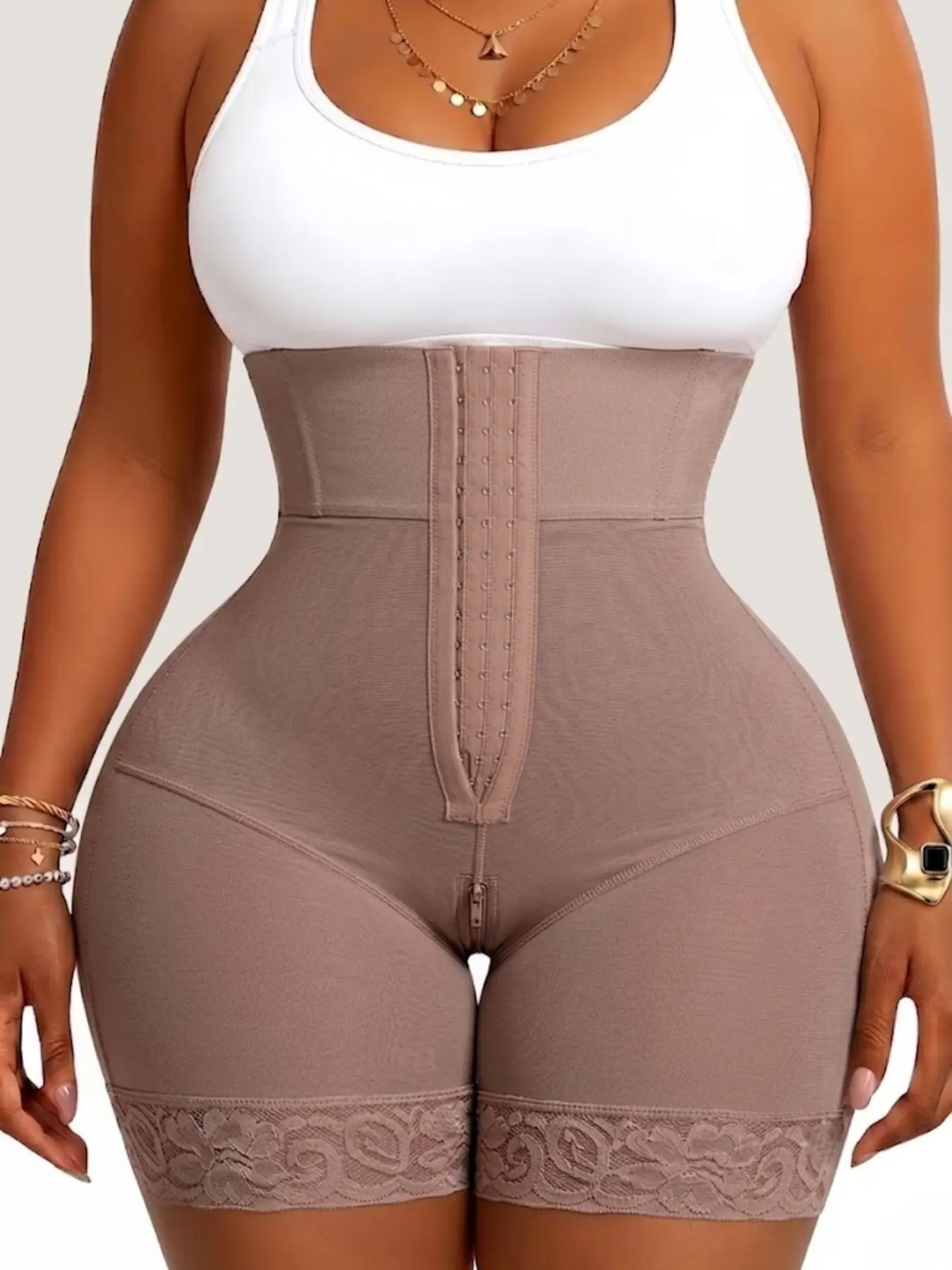 1 Count Women's Breathable Mesh Shapewear Bottoms, Underwear, Colombian, Fajas, Lace Trim Briefs, Zipper Crotch Panty, Butt Lifting & Tummy Control Shorts, Wide Waistband Anti Slip Panties, Suitable For All Special Occasions
