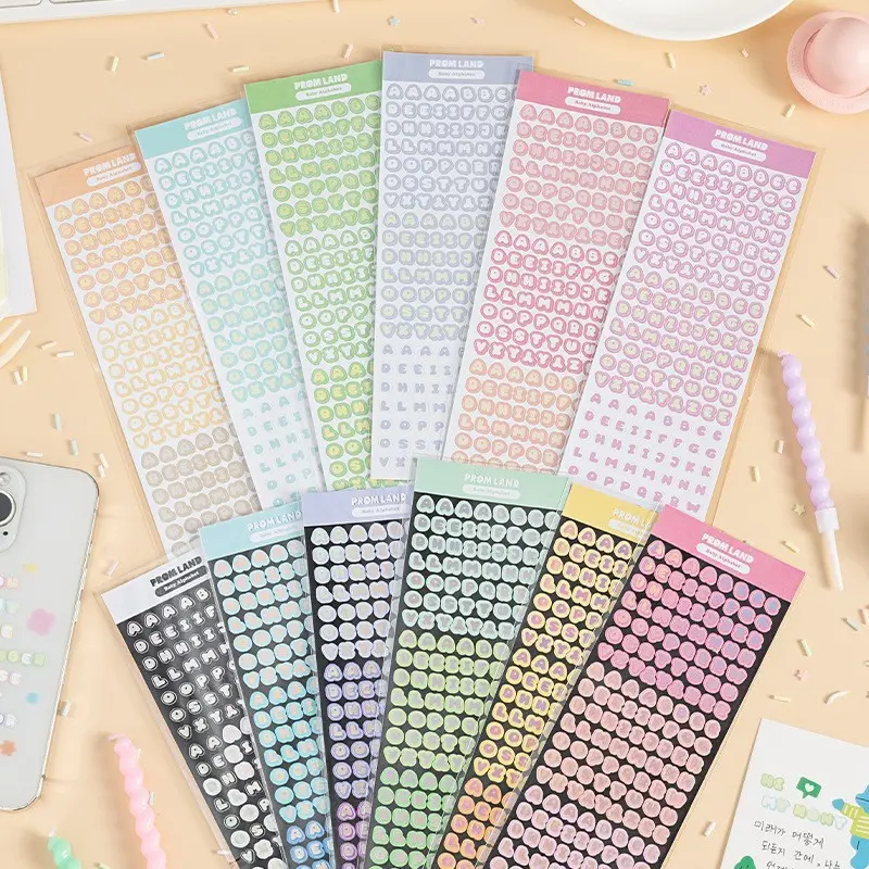 Wind Round Laser Letter Stickers, Multiple Candy Color English Uppercase Adhesive Stickers, Essential for Handmade Albums, DIY, Card Decoration