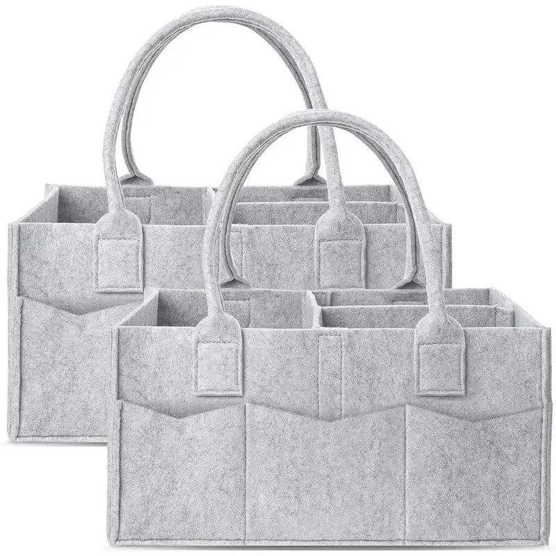 2 Pack Diaper  Organizer - Portable   Organizer with Handle,  Storage Bin and  Organizer for Girls, Boys -   Basket - Grey