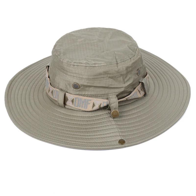 Summer Men Women Breathable Bucket Hat Outdoor UV Protection Wide Brim Panama Hat for Safari Hunting Hiking Mesh Fisherman Caps