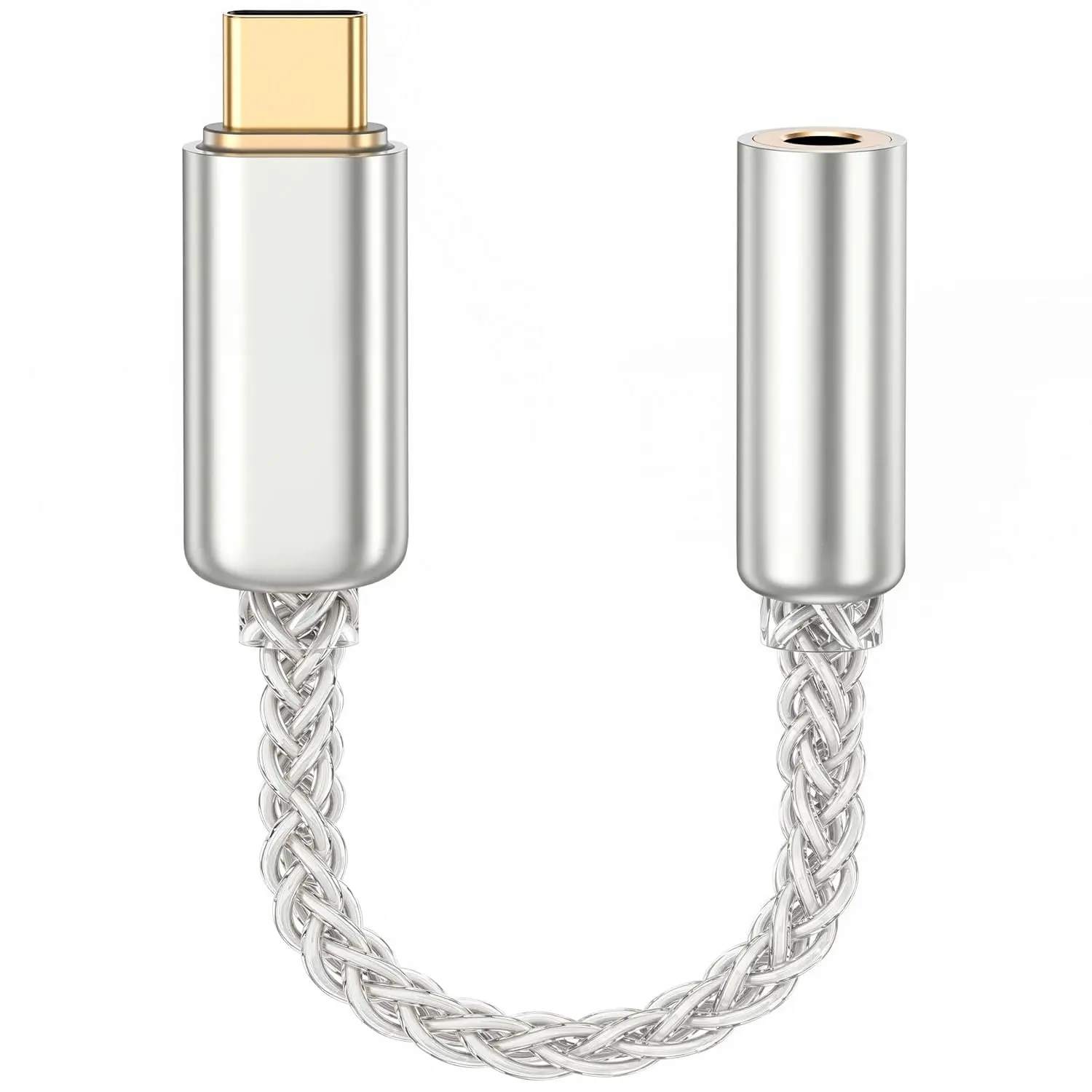 Hi-Res USB-C to 3.5mm Audio Adapter 32-Bit/384kHz,CX31993 DAC & MAX97220 AMP, 8-Strand  Plated Single  Copper Core, 24K -Plated Hi-Fi Stereo USBC to Headphone Jack Adapter