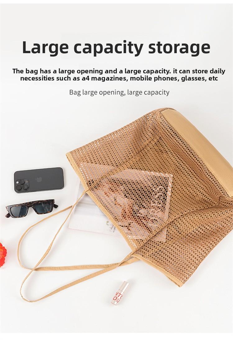 Large Capacity Beach Bag, Outdoor Mesh Camping Backpack, Foldable Shoulder Bag, Home & Outdoor Storage Bag, Ideal for Camping, Outdoor Camping Supplies