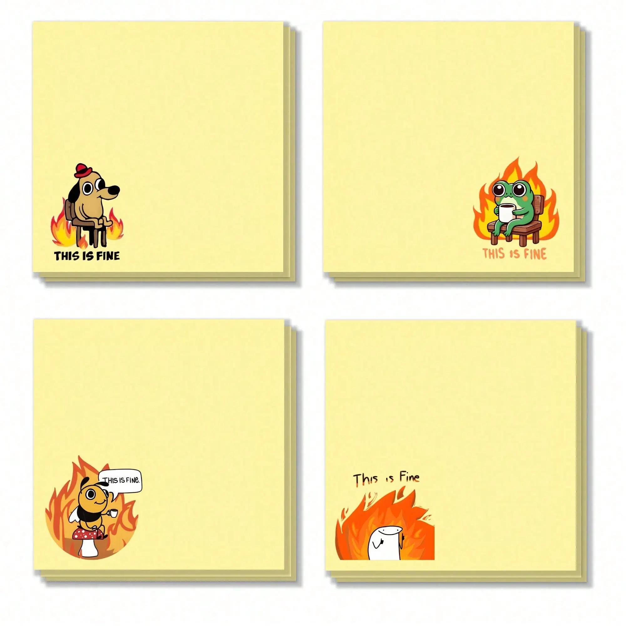 4-Pack Fun Stickers, 7.62x7.62 Cm, Humorous Office & School Supplies, Square Stickers, Ideal for Students, Teachers, Home Use
