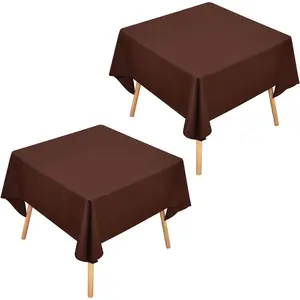 2 Pack 48x48 Inch Square Tablecloth, Washable and Reusable Table Cloth, Chocolate Table Cover for Dining, Wedding, Banquet Tabletop Decoration