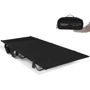 31.5" Extra Wide Camping Cot with Premium Pillow Pocket Supports 350lbs, Portable Ultralight Folding Cot Bed  Adults Travel, Beach, Home, Sleeping (Black)
